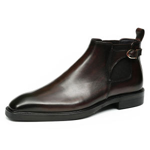 Autumn Winter Thermal Velvet Business British Style Genuine Leather High-Top Boots Mens Shoes Cowhide Leather Boots Men Chelsea Boots Men