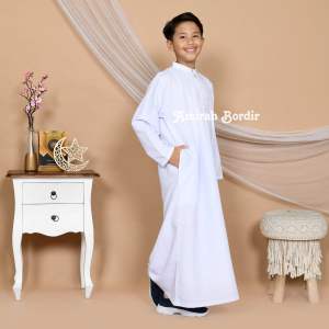 JUBAH PUTIH ANAK LAKI - LAKI BORDIR SIMPEL ELEGANT USIA 2 - 16 TAHUN GAMIS PUTIH ANAK LAKI LAKI TERMURAH BAHAN ADEM DAN TIDAK PANAS