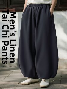 WUYINXIANG | Men Tai Chi Pants Summer Thin Cotton-linen Training Trousers