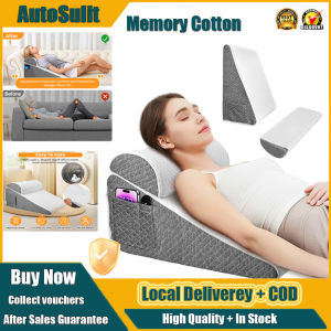 Memory Foam Bed Wedge Pillow 12" - Anti-Snoring Pillow For Sleep Apnea & Acid Reflux Relief Adjustable Back/Leg Support Cushion Reading/Sleeping Comfort With Breathable Cover