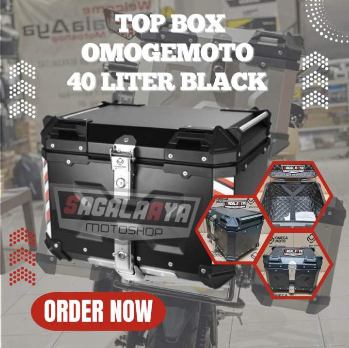 Box Pannier Omega 45L import alumunium box motor touring adventure HITAM