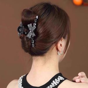 Large Size Shark Hair Clip Womens Elegant Butterfly Knot Diamond Embedded Hair Accessories Stylish Hair Grips Summer New