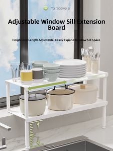 QIMAHUANGZI | Window Kitchen Shelf Space-saving Double Layer Shelf