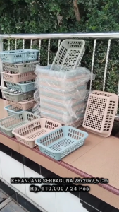 24 Pcs Keranjang Plastik Serbaguna 28x20x75 Cm