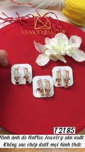Bông Tai Khuyên Tròn Gắn Đá Trắng Vàng Hồng Đỏ T2185