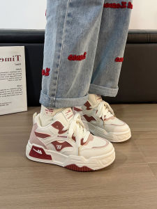 รองเท้าผ้าใบแบบสวมส้นหนาสไตล์เกาหลีสำหรับผู้หญิง 2025 รองเท้าลำลองแบบสวมบุขนแกะ หนา ทนทาน ระบายอากาศได้ดี หัวรองเท้าทรงกลม