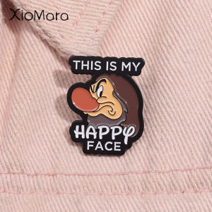 This Is My Happy Face Enamel Pin Cartoon Anime Big Nose Dwarf Role Metal Brooch Lapel Backpack Badge Jewelry Gifts For Friends