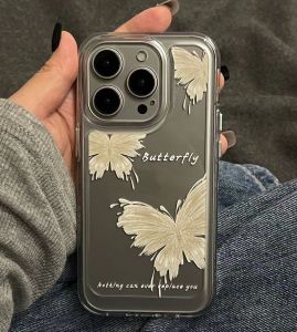 Original Butterfly High Transparent Phone Case for Apple 16Promax Anti-Fall Protection Cute Girl 14 Personality 13 Hard Shell 12 Lovely 15 Protective Cover