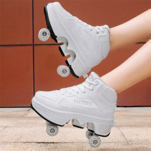Transformable Four-Wheel Walking Shoes for Boys And Girls Children And Adults Double-Rolling Wheel Skate Shoes PHTEER Brand