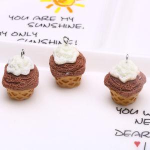 Resin Simulation Ice Cream Cone DIY Earrings Necklace Keychain Pendant Fashion Jewelry Accessories Material Fresh out Oven