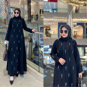 ABAYA JETBLACK MOTIF TERBARU 2024-BAJU GAMIS ABAYA POLOS WANITA MODEL SIMPLE MEWAH DAN ELEGAN