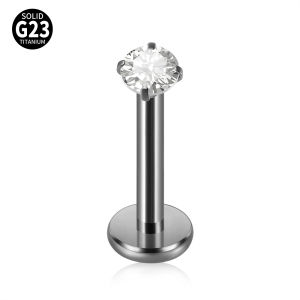 1Piece G23 Titanium Labret Claw Round Zircon Earring Lobe Helix Tragus Piercing Jewelry 16G