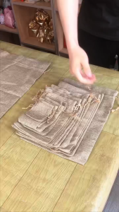 54pcs Brown Jute Bag with drawstring Burlap linen drawstring Jute Sack for Jewelry coffee and wedding