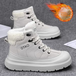 CONGLINSHIZI | Thermal Insulated Mens Snow Boots Fleece Lined Leather Winter Workwear Shoes