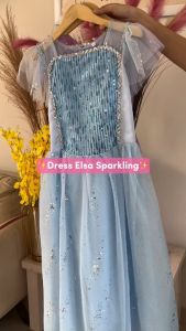 KOSTUM ELSA SPARKLING DRESS ELSA NEW DESIGN baju Elsa anak perempuan dengan jubah Usia 2-8 Tahun