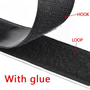 1/2/5M Hook and Loop Strips with Glue Strong Self Adhesive Fastener Double-Side Mounting Tapes for DIY Craft 20-50mm Black