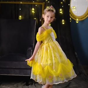 Váy công chúa cho bé gái Đầm công chúa màu vàng Bella Người đẹp và Quái vật Halloween cho bé