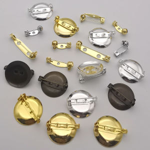 19mm round Tray Pin Copper Jewelry Accessories Lock Head Rotating Safety Pin Badge Brooch Flower Pin Fashionable Korean Style