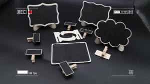 10Pcs Blackboard Clips Chalkboards Signs with Easel Stand Chalkboard Blackboard Wood Place Card for Family Store Message Display