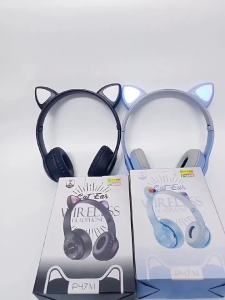 LED Light Cat Ear Bluetooth Wireless Headphone Stereo Gaming Earphone Noise Adjustable Headset