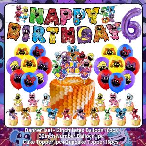 Potdemiel | Smilings CritterseS Balloons Decoration Cartoon Animal Banner Plate Cups Cake Toppers Birthday Party Supplies Photography Props