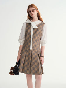 DUSHU | Retro Check Sleeveless Layering Dress