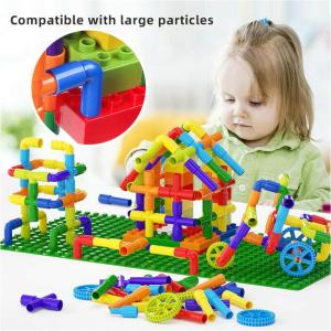 200Pcs Diy Puzzle Pipa Mainan Balok Edukasi Anak Pipe Block Balok Pipa Toys Mainan Building Block