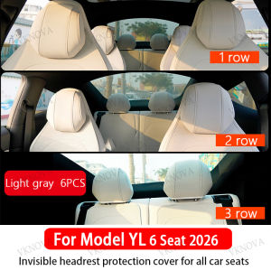 Bộ 6 Món Bao Phủ Ghế Và Tựa Đầu Toàn Diện Không Nhìn Thấy Thiết Kế Riêng Cho Tesla Model YL Màu Da Nội Thất Nguyên Bản Chất Liệu Giả Da