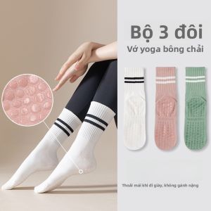 MiiOW | Tất yoga chống trượt bằng silicon thấm hút mồ hôi kháng khuẩn cao co giãn vừa phải cho nữ Tất dài đến bắp chân bằng cotton