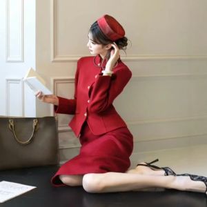 CHANGTONG | Vintage Unique Stylish Red Two-Piece Outfit