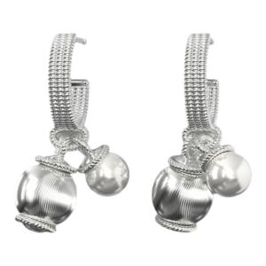 TOGGLER | Textured Fabric Cat Eye Pearl Dangle Earrings