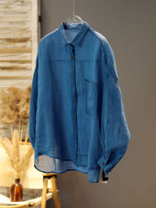 เสื้อเชิ้ตผู้หญิงผ้ามัดย้อมระบายอากาศทรงหลวมสบาย ๆ ทรงปกติ แขนยาว สีสันสดใส เสื้อเชิ้ตผู้หญิงแบบลำลองสำหรับใส่ไปทำงาน