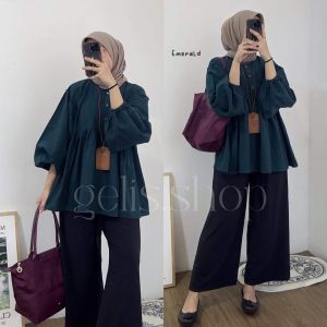 Diana Top Blouse • Blouse Lengan Balon Atasan Wanita Linen Angel Premium • Atasan Wanita Muslimah Terbaru