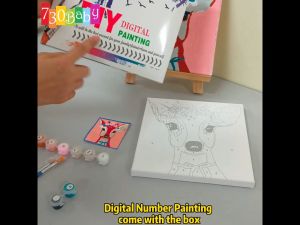 Kid Number Painting With Frame 20x20cm Kit Acrylic Canvas Paint DIY Digital Painting Wall Art Lukisan Nombor Oli