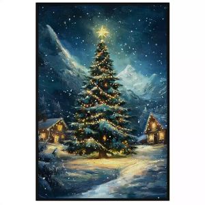 Tranh cây thông noel mùa đôngTranh treo tường dán tường sơn dầu canvas trang trí. CGI-1899