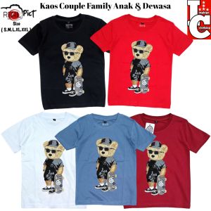 Kaos Teddy Bear Anak Dan Dewasa Couple Keluarga Katun Premium