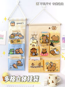 Cute Wall Storage Bag Wall Hanging Multi-Grid Student Dormitory Hanging Handy Gadget Girl Cartoon Hanging Bag No Punching behind the Door