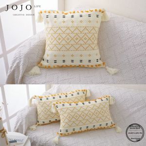 Nordic Style Pure Cotton Tassel Cushion Office Lumbar Pillow JOJOS L PD Square Shape Home Decorative Pillow Case