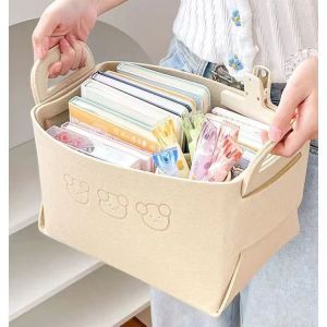 Felt Foldable Storage Box Living Room Desktop Miscellaneous Snack Basket Organizer Wicker Basket Car Use with Handle Storage Basket