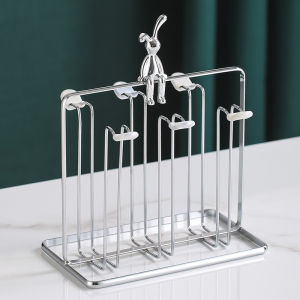 2025 New Glass Cup Rack Tea Cup Holder Drainage Storage Tray Living Room Home Use Metal Material Creative Trendy Style