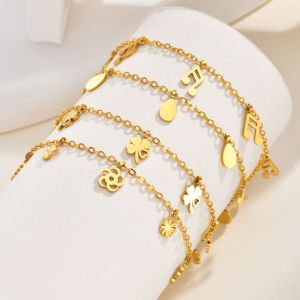 Kemstone tinh tế thép không gỉ chữ thập dẹt Chuỗi Hoa rỗng Teardrop nốt nhạc vòng chân cho phụ nữ