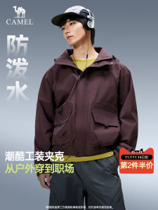 Camel Mens Workwear Jacket Autumn New Style Outdoor Water-Resistant Windproof Mountain Climbing Clothes Long Sleeve Zipper Closure