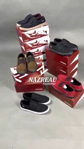 NAZ DRACO - Sepatu Sneakers Pria Kasual Kanvas Hijau Sol Dijahit Sepatu Kets Santai Pria 100% LOKAL