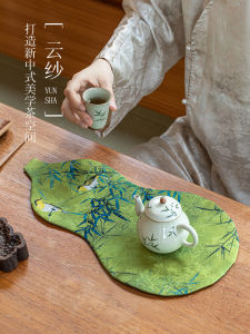 New Chinese Style Gourd Tea Table Mat Waterproof Bamboo Dry Puffing Stage Green Tea Table Flag Zen Spirit Tea Set Accessories