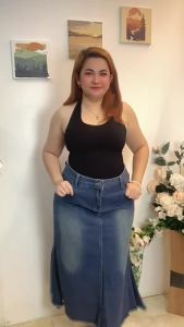S-7XL Plus Size Fishtail Denim Skirt for Women High Waist Casual Basic Skirts