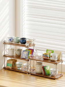 AMU·PIGGY | Tea Set Storage Walnut Wood Sideboard