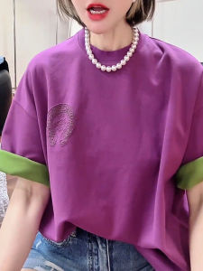 UYFY | Fashionable & Versatile Purple Round Neck Short Sleeve T-shirt