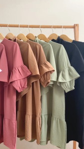 Set Gamis dan Hijab Motif Campuran Kapas-Poliester untuk Anak Perempuan 1-8 Tahun