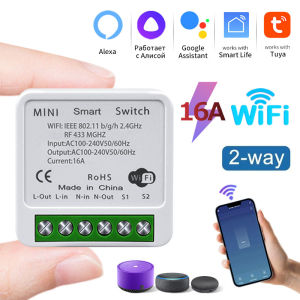 Tuya WiFi Smart Switch 16A 20A RF 433Mhz Relay Breaker Module 2-Way Control with Smart Life App Remote Support Google Home Alexa