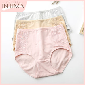 INTIMA High Quality Lace Pure Cotton Women Panties Plus Size Panty pinggang tinggi kawalan Tummy tinggi elastik antibakteria seluar dalam wanita 8 warna 45-80KG
